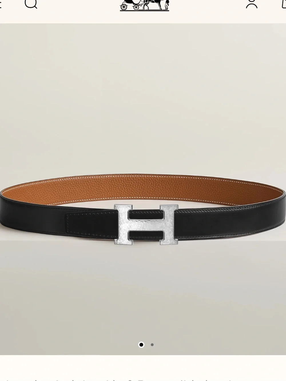 HERMES Men’s H Martelee belt buckle & Reversible leather strap 32 mm belt NWT